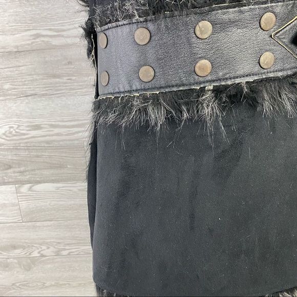 🧧SOLD🧧Rachel Zoe Black Suede Leather faux fur Vest - Picture 3 of 9